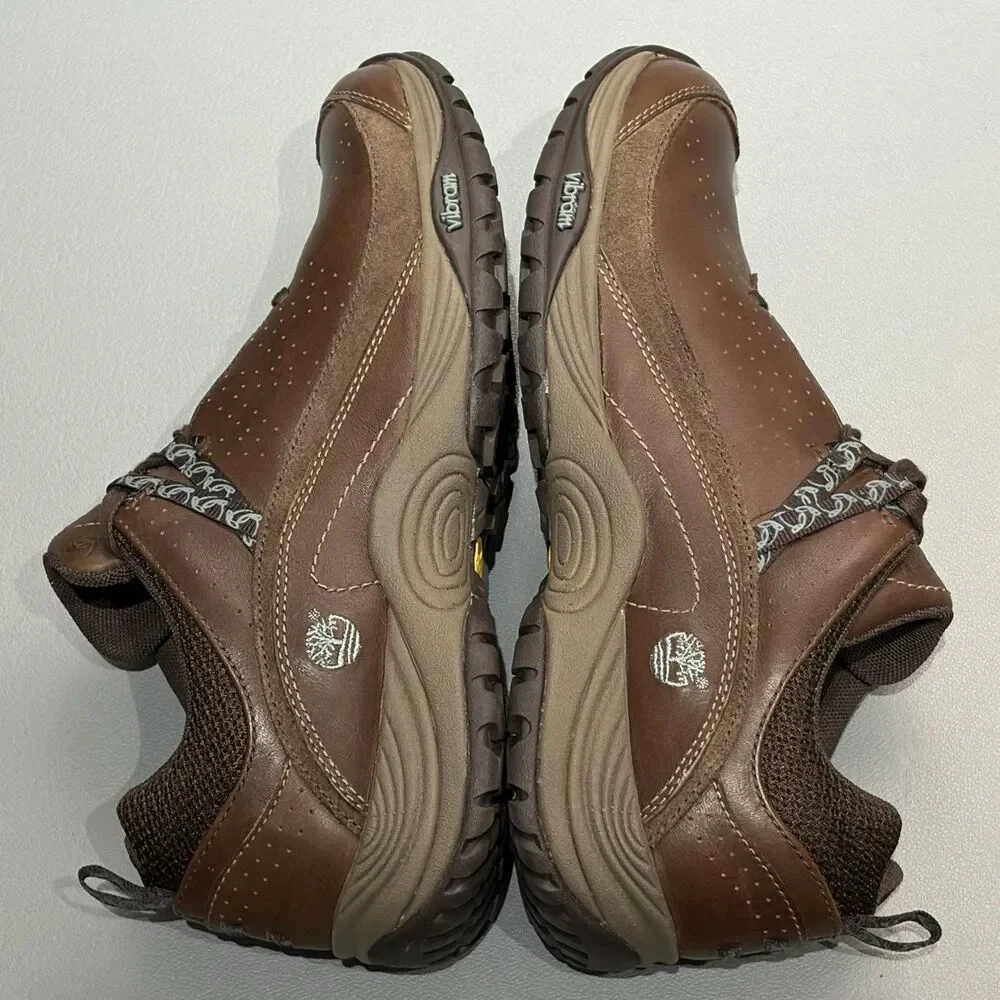 Timberland Women’s 9M Lionshead Brown Leather Low Hiker Trail Sneaker Vibram